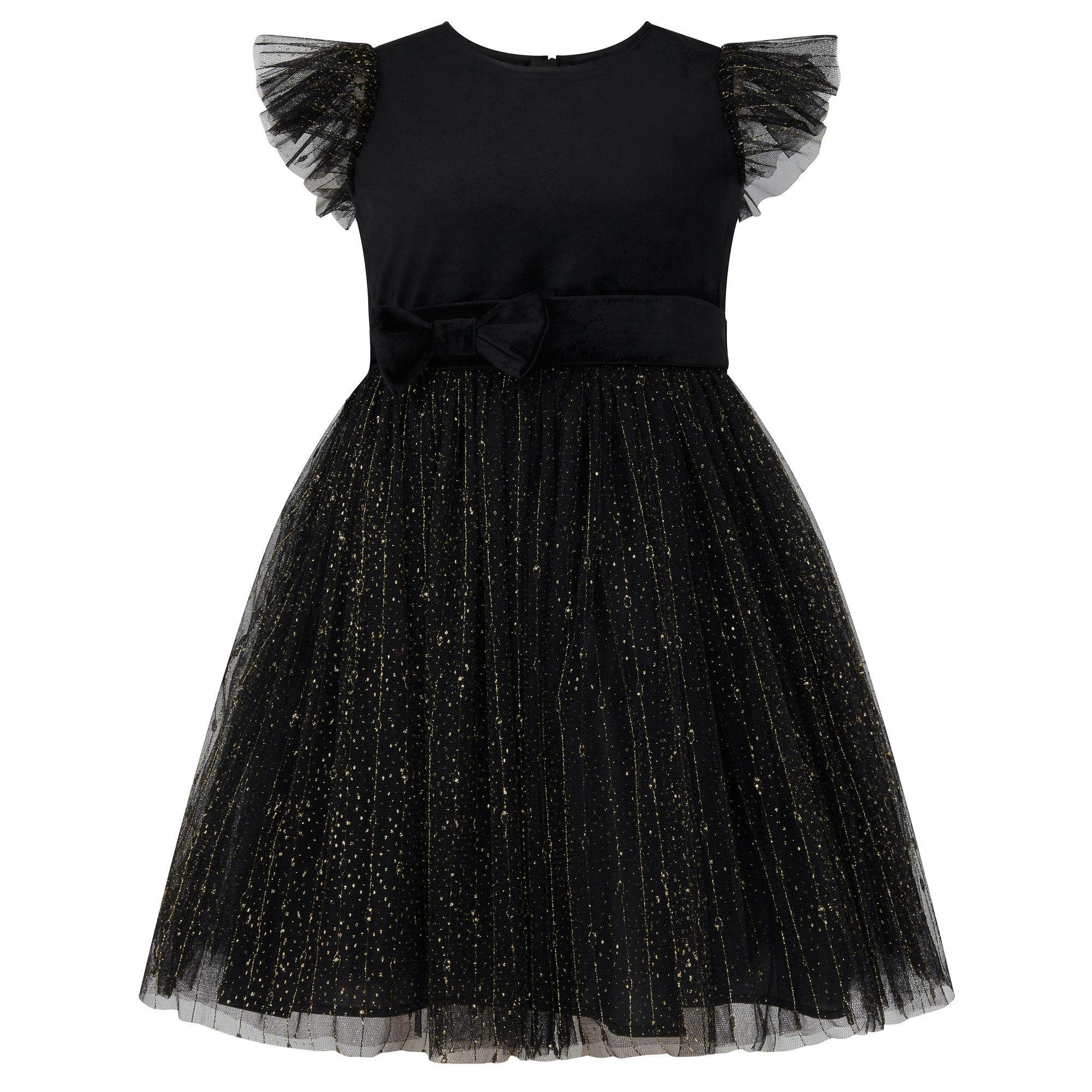 Wednesday Velvet & Glitter Tulle Party Dress