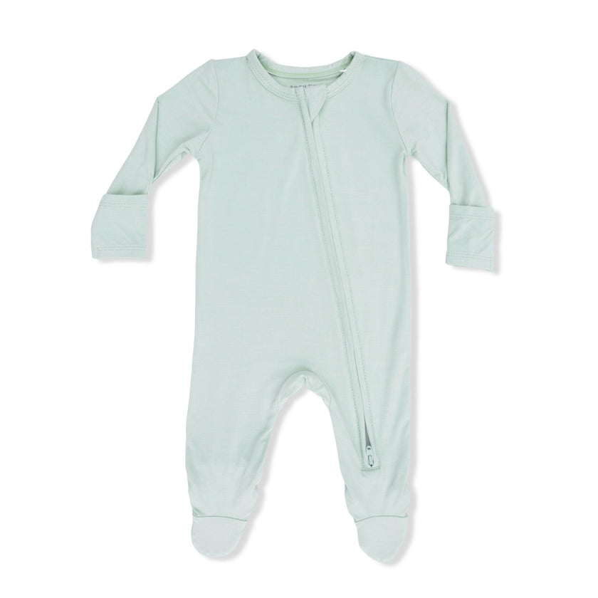Solid Cameo Green - 2 Way Zipper Footie