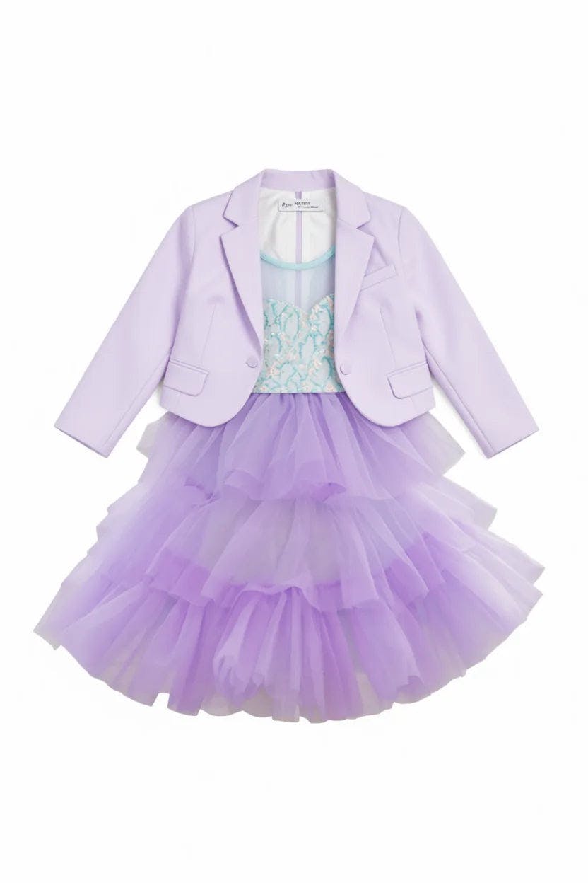 Lilac Fairy Twirl Sequin Tulle Birthday Dress for Girls