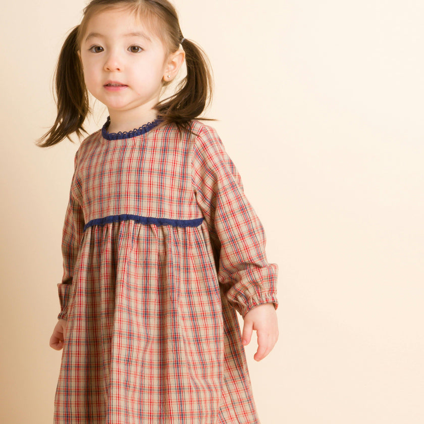 Toddler Long Sleeves Dress with Lace Trim