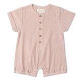 Organic Short Bubble Romper - Coral Stripes