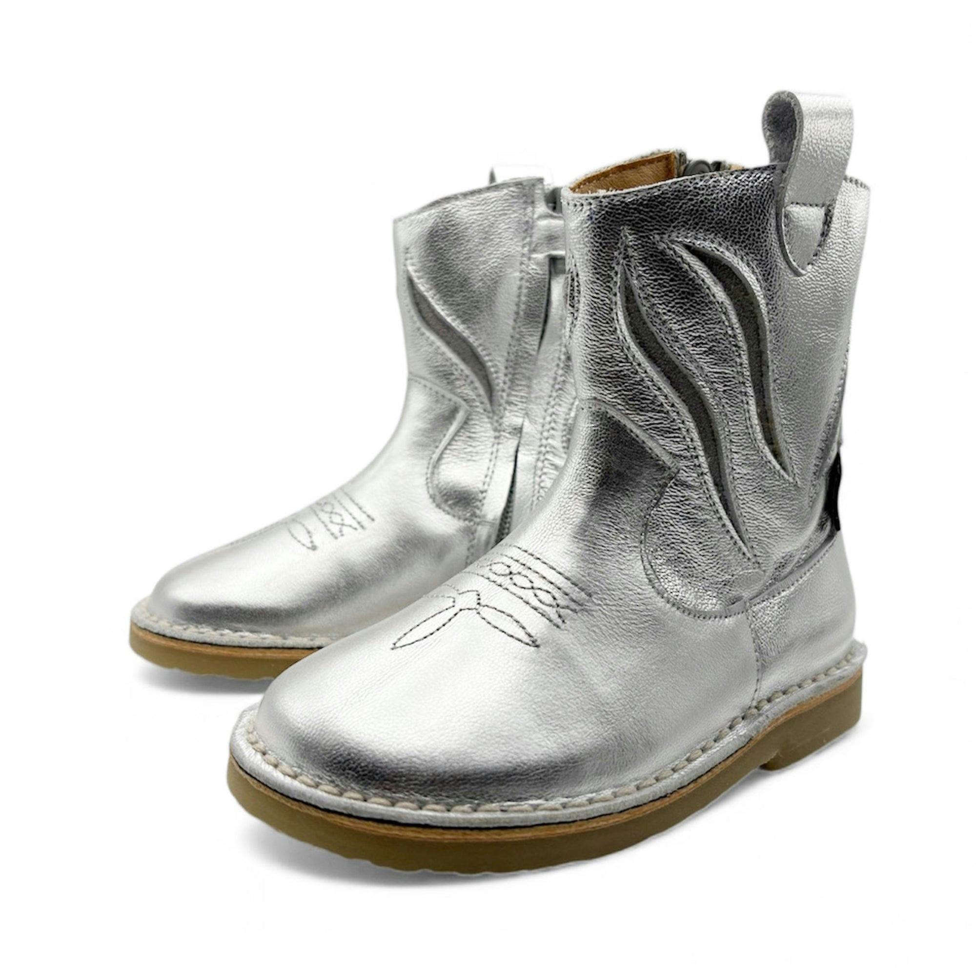 Jessie Kids Cowboy Boot - Silver Leather