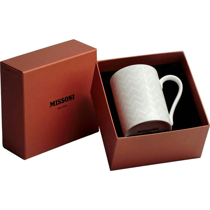 Mug Cup Zig Zag In Luxury Box White Diam. 2.5"