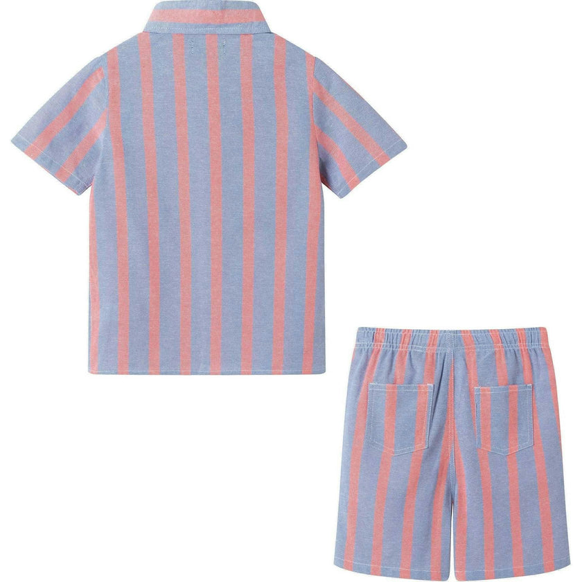 Boys Orange Striped Airy Oxford Set | Orange Stripe