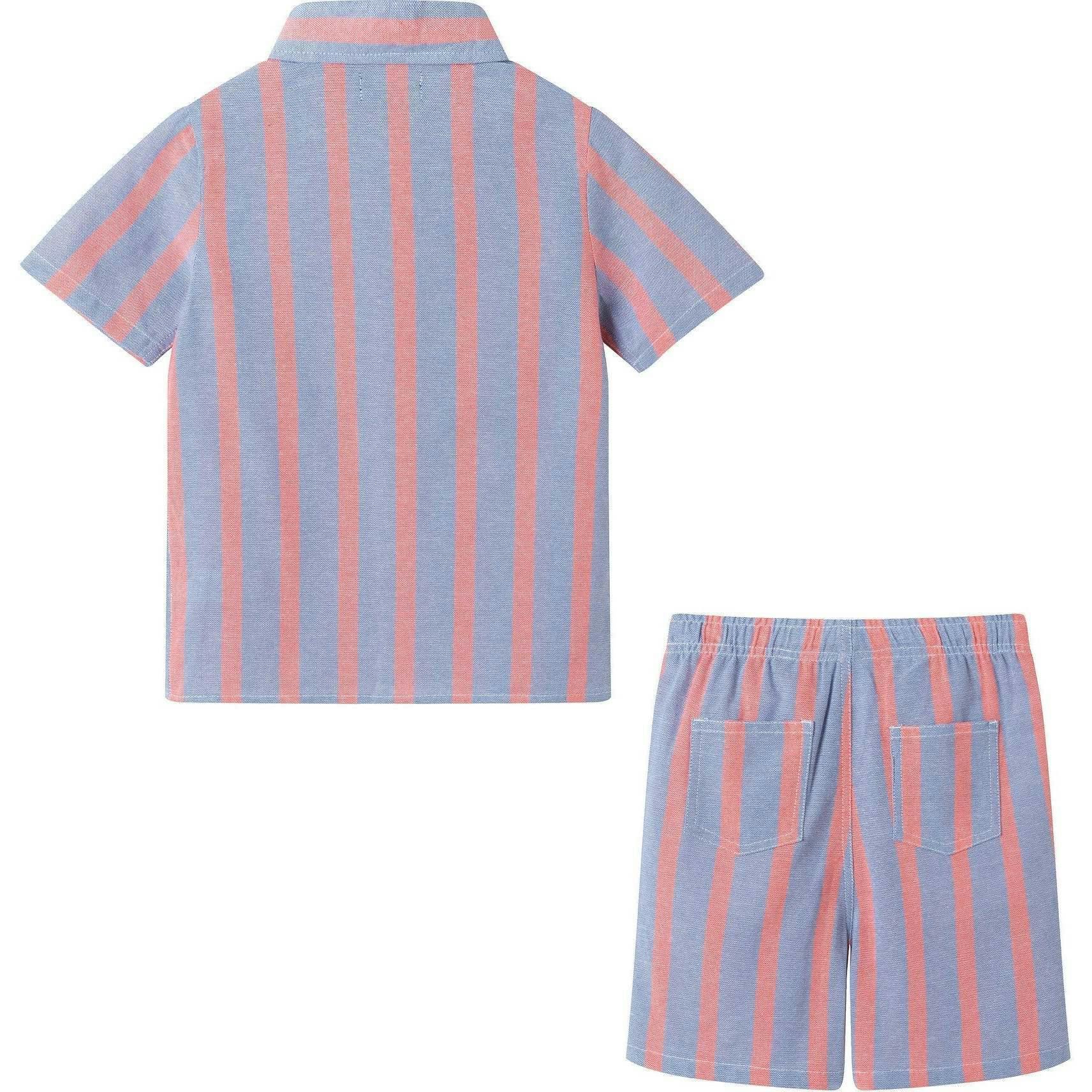 Boys Orange Striped Airy Oxford Set | Orange Stripe