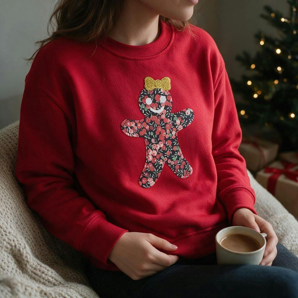 Liberty of London children's gingerbread design red jumper