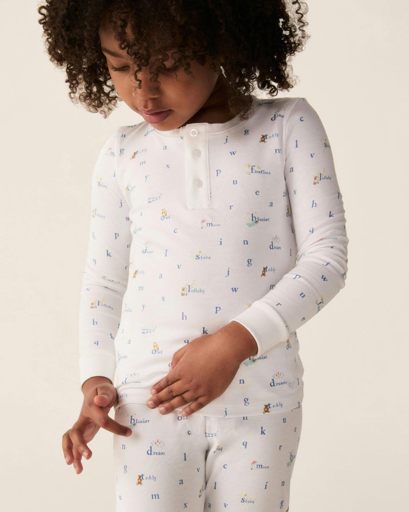 Kid's Pima Snug Fit Pajama Set in Letters and Lullabies