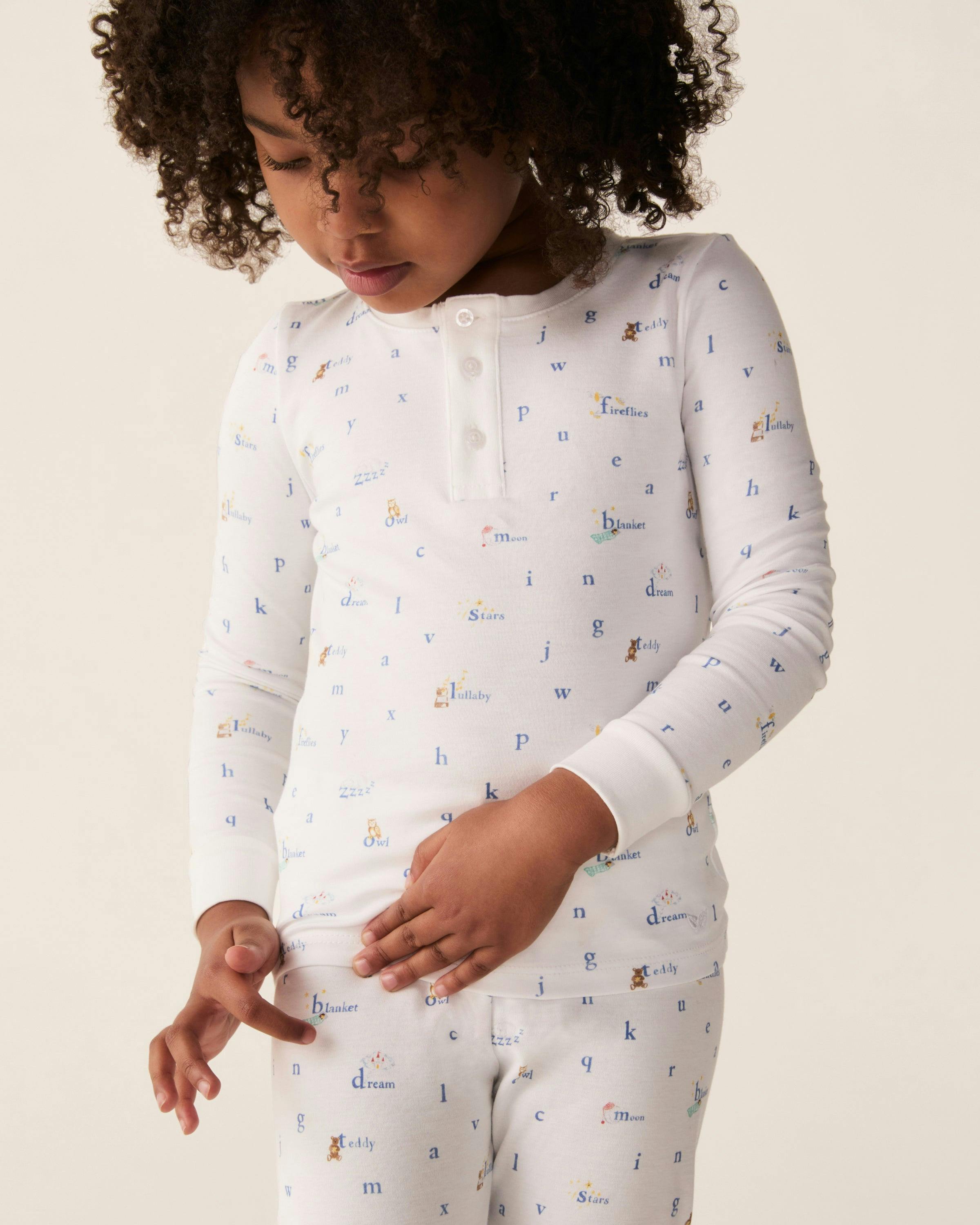 Kid's Pima Snug Fit Pajama Set in Letters and Lullabies