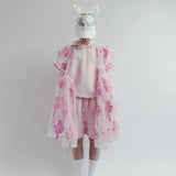 CAROLINE BOSMANS Rose Gauze Wrap Party Dress