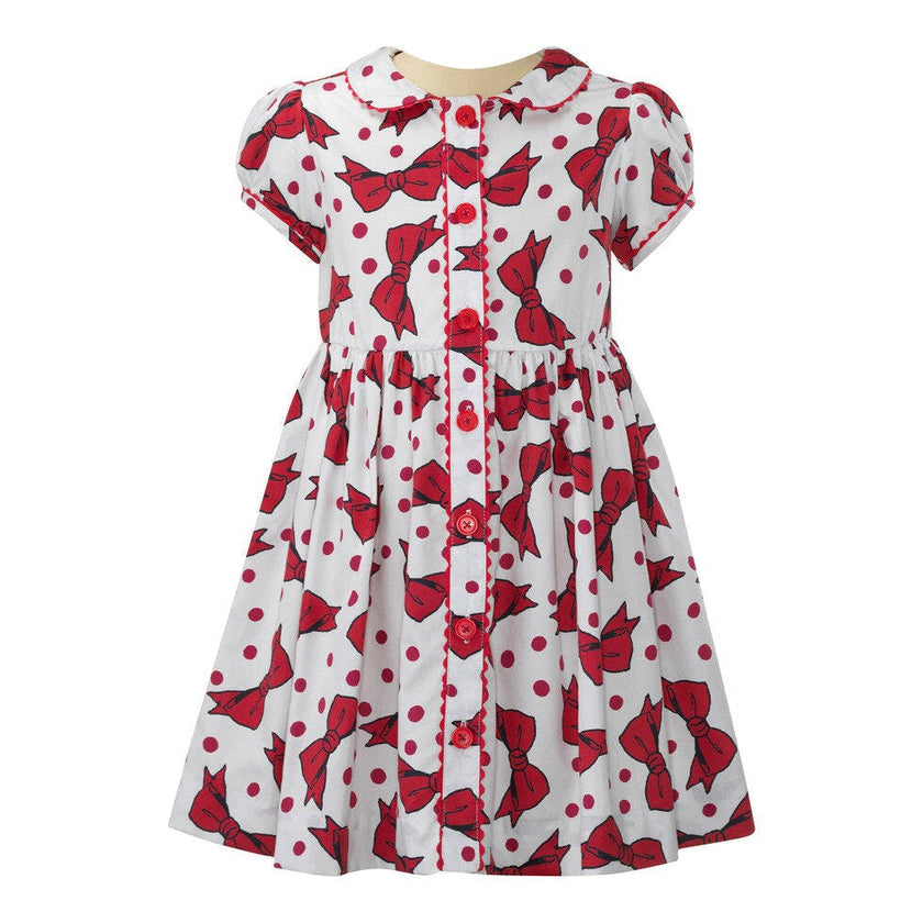 Eloise Red Bow Button-Front Dress