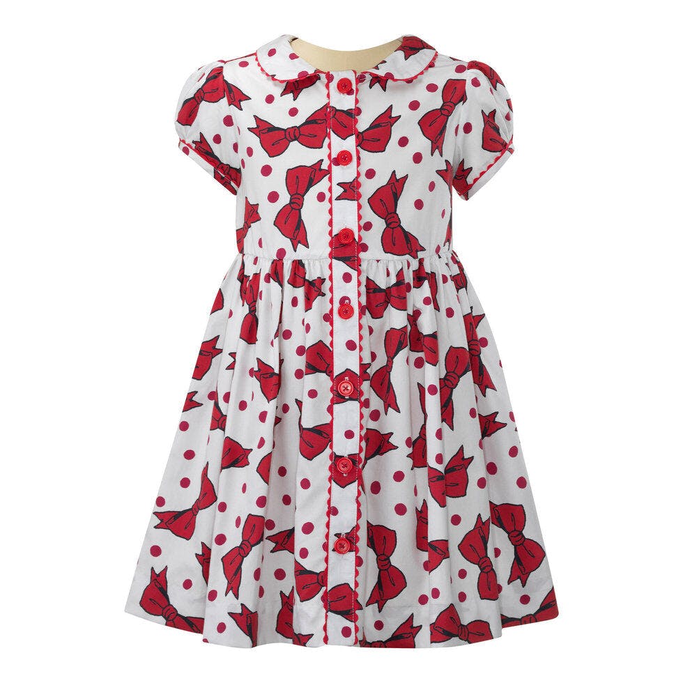 Eloise Red Bow Button-Front Dress