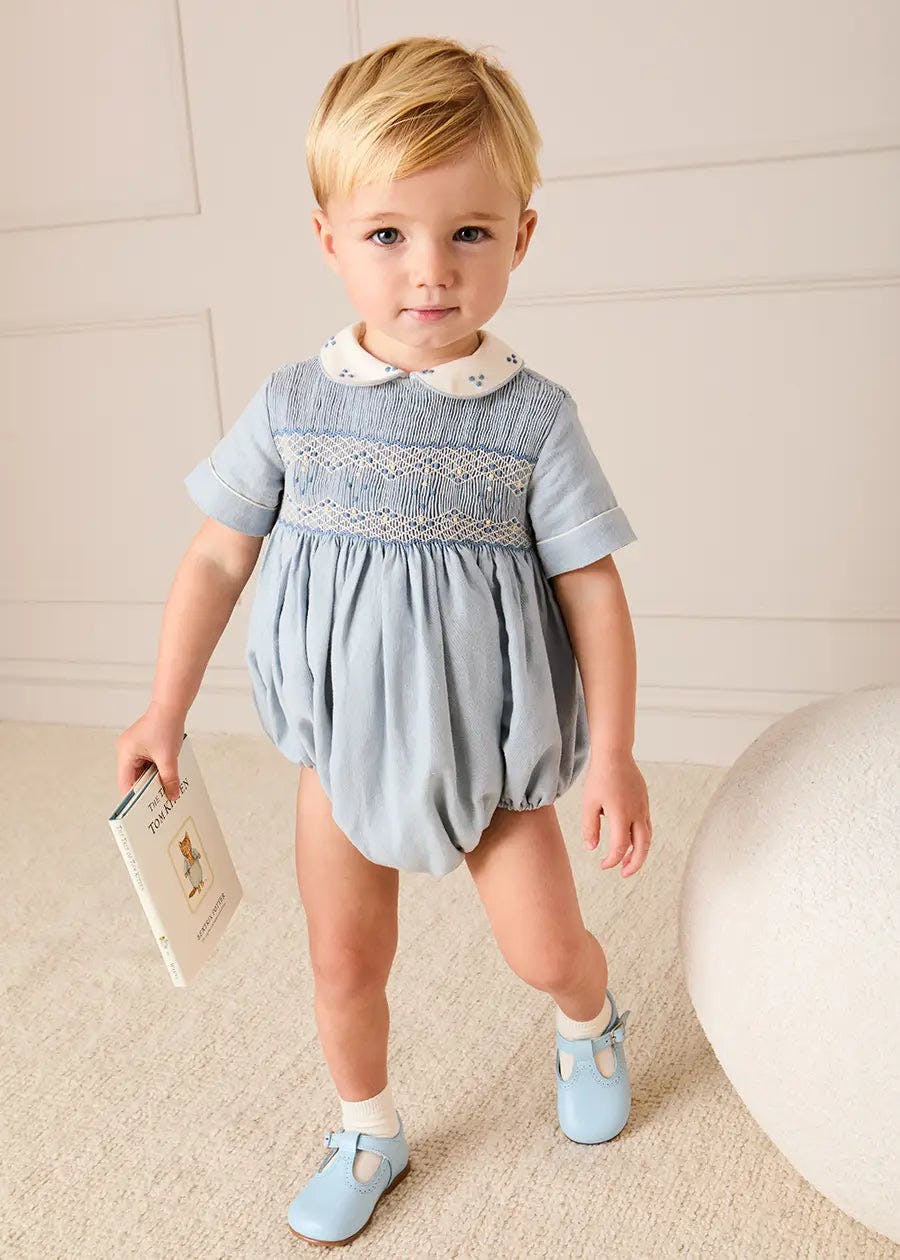 Leather T-Bar Baby Shoes in Sky Blue (20-26EU)