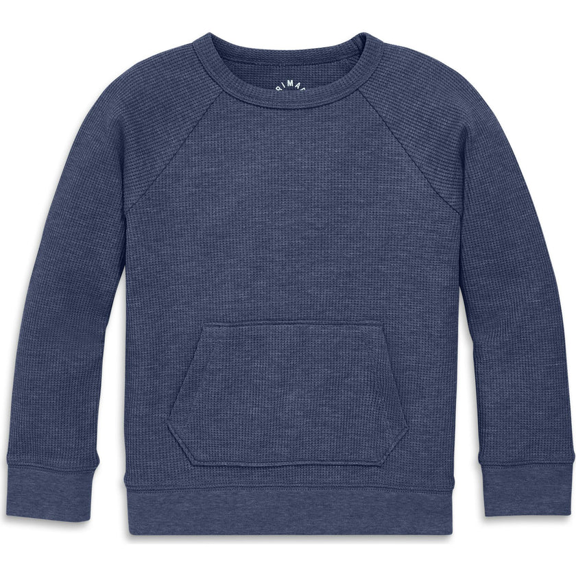 Kids heathered waffle pocket tee