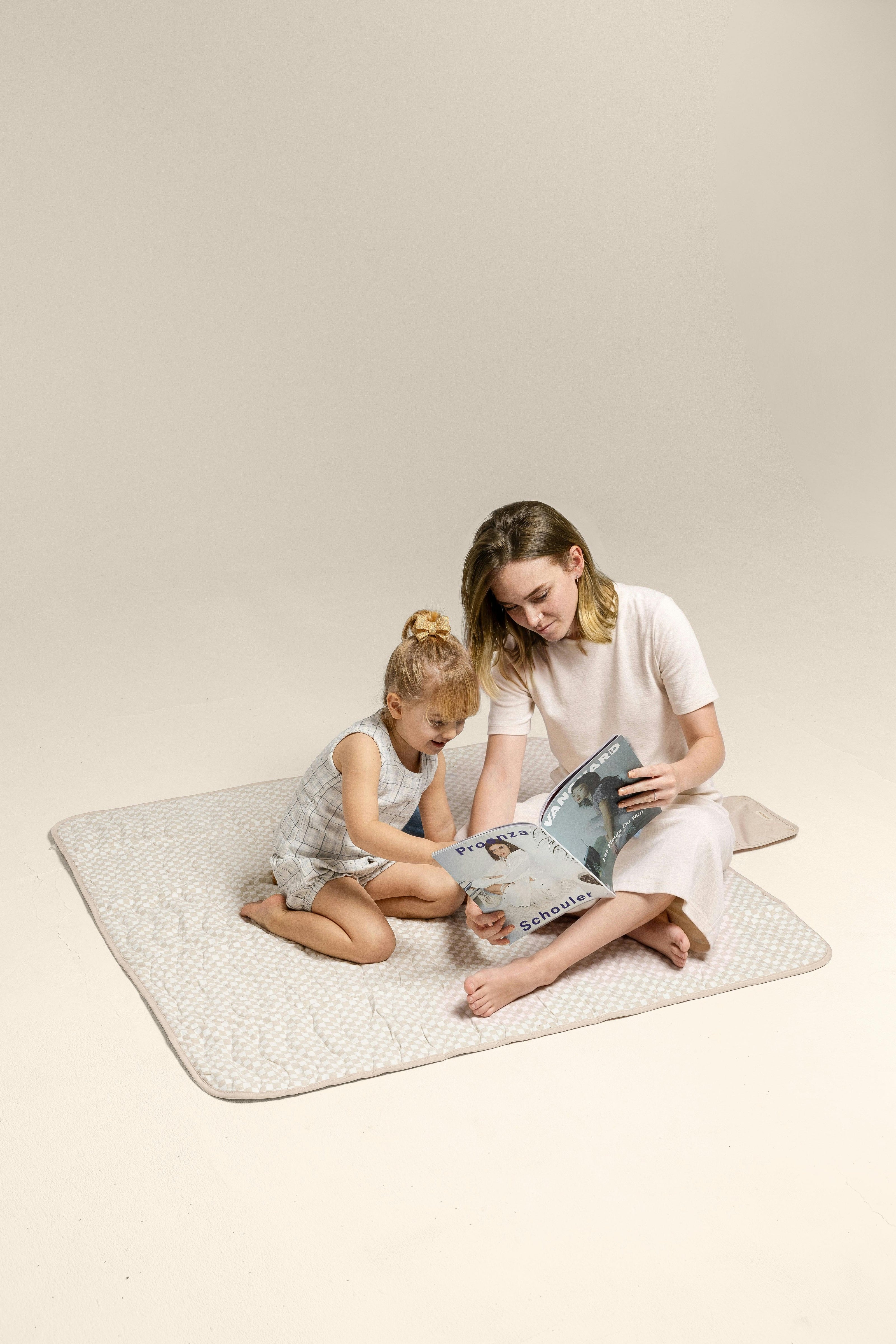 Portable Wander Classic Playmat | Check, Oat | Toddlekind