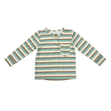 Boys Long Sleeve Henley Shirt in Blue Haze Multi Stripe