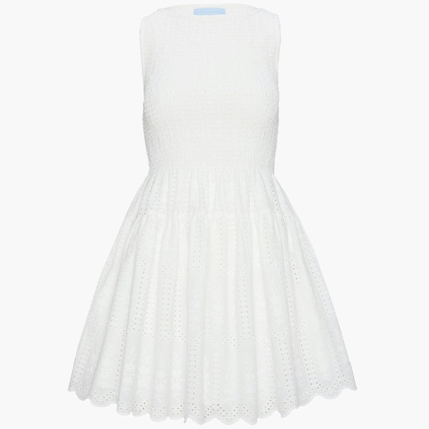 The Cosima Mini Nap Dress - White Trellis Broderie