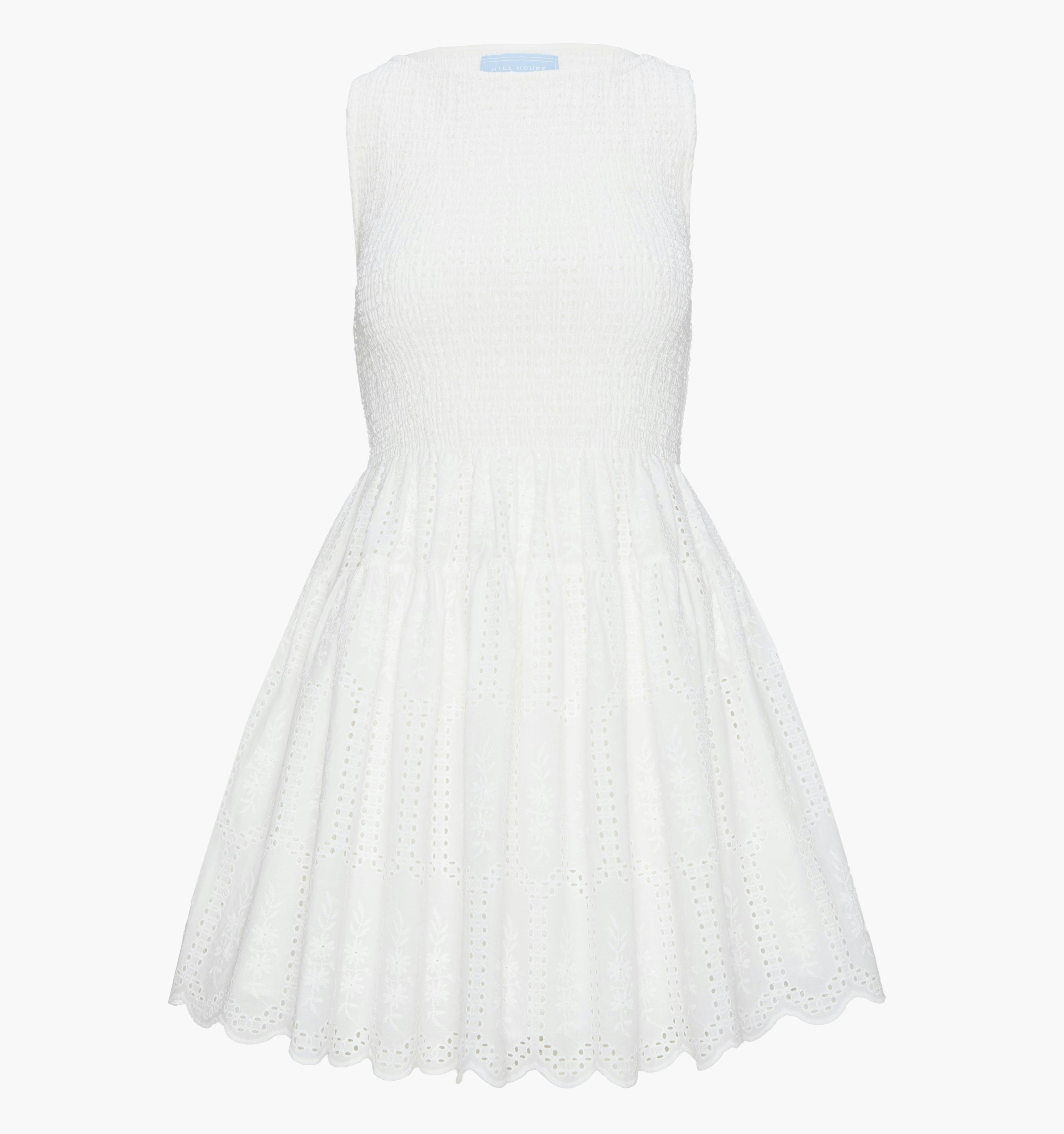 The Cosima Mini Nap Dress - White Trellis Broderie