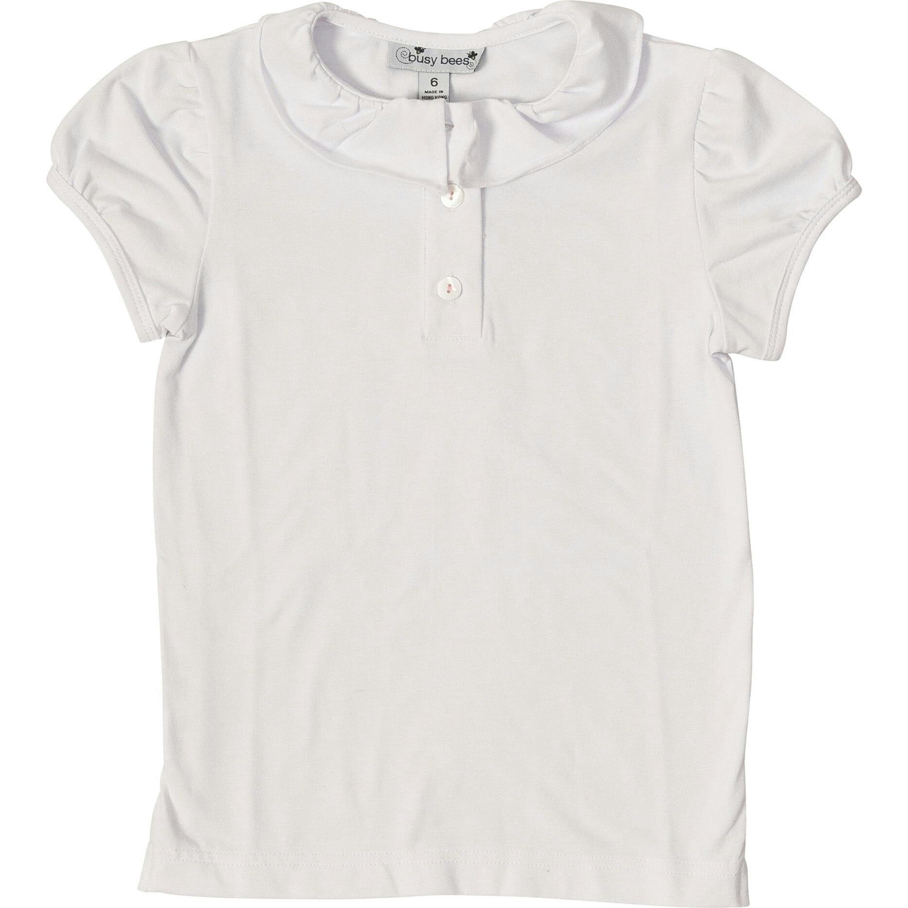 Eliza Ruffle Knit Polo, White