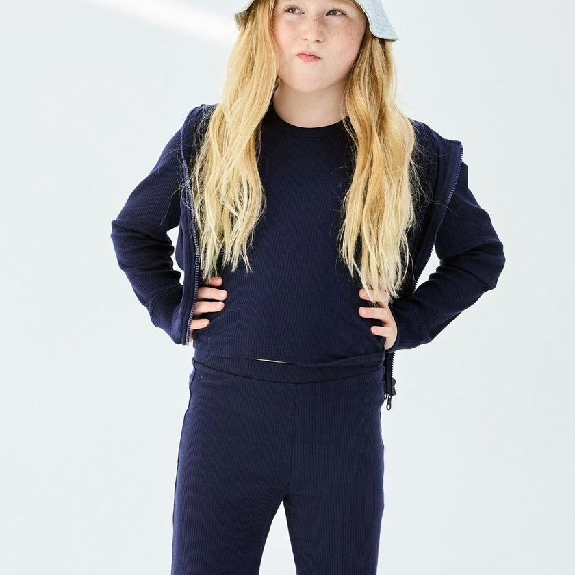 Girls Rib Hoodie in Black