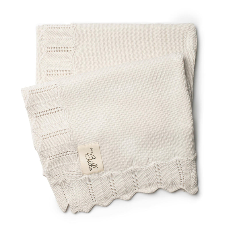 Knit Pointelle Blanket Blue