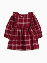Celyn Flannel Ruffle Long Sleeve Dress - Pomegranate Plaid