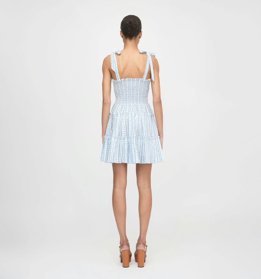 The Ribbon Charlotte Nap Dress - Blue Petal Stripe