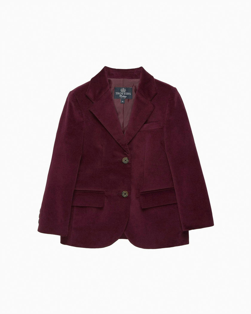 Hamish Velvet Blazer in Claret