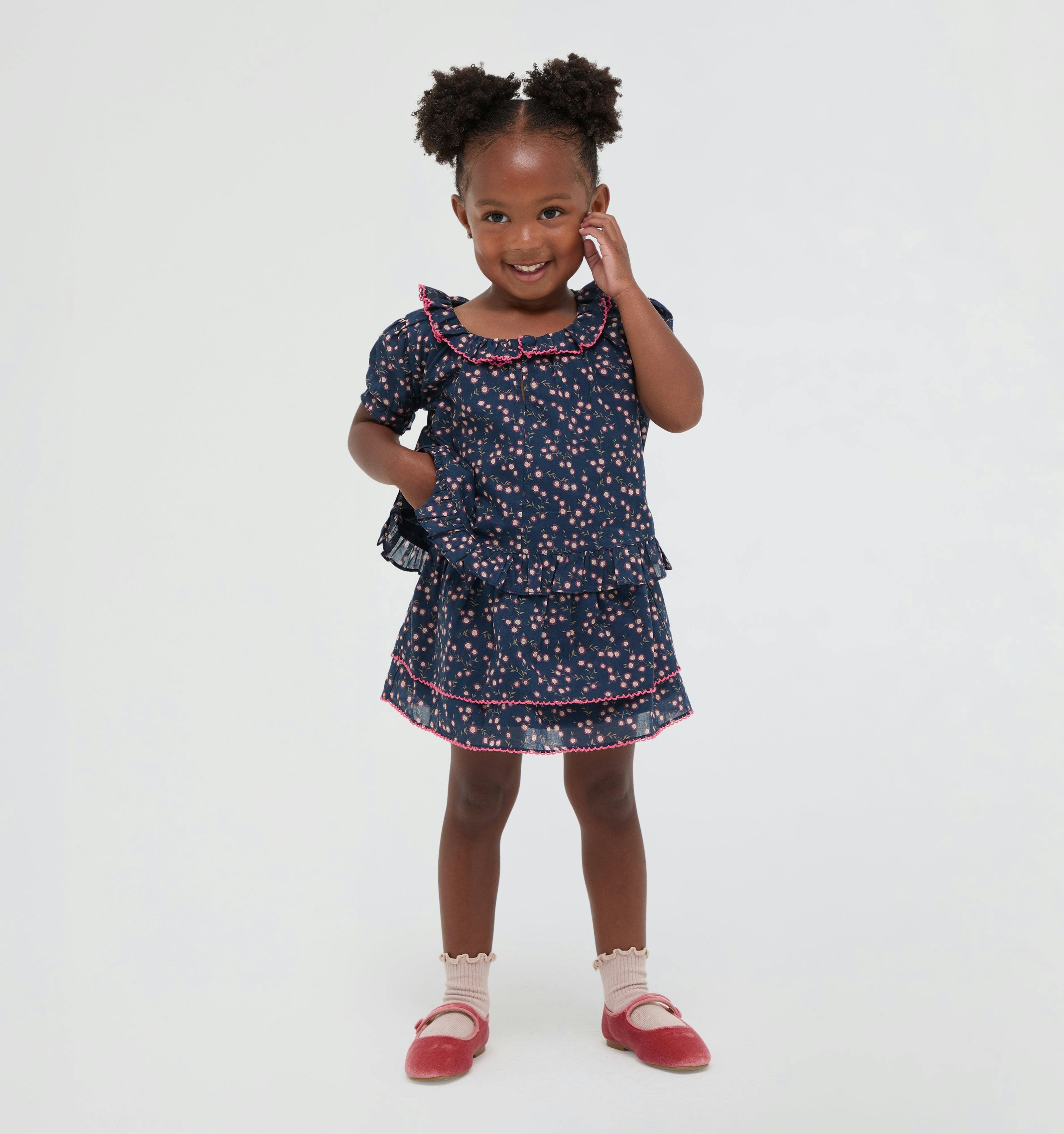 The Tiny Annabella Skirt -  Daisy Ditsy Toss Navy