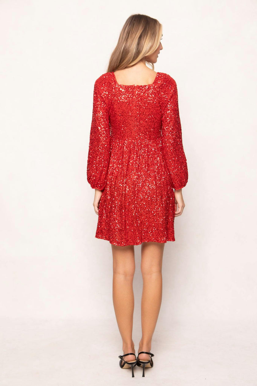 Jewel Dress in Red Sequin