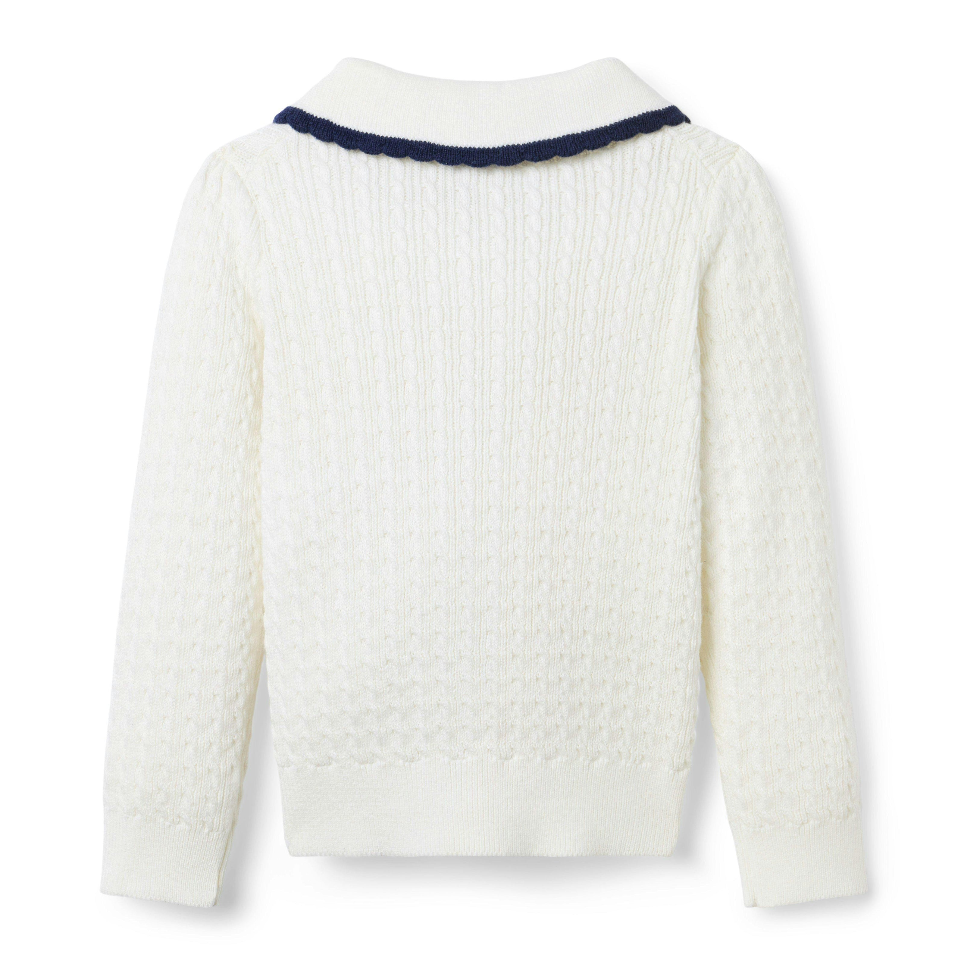 The Scalloped Cable Knit Cardigan, white