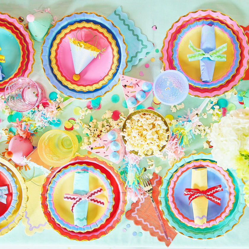 Red Ric Rac Plates Rainbow Ric Rac Assorted Dinner Plates (10 count) – Maisonette