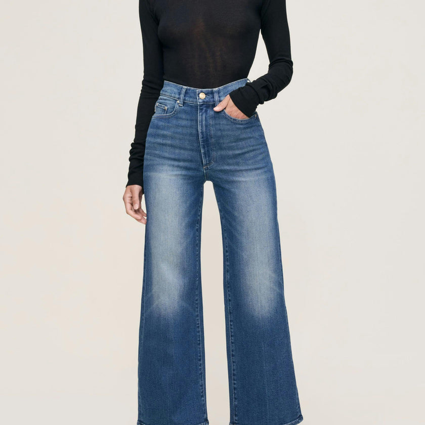Hepburn Wide Leg High Rise Ankle Jeans Oceanside