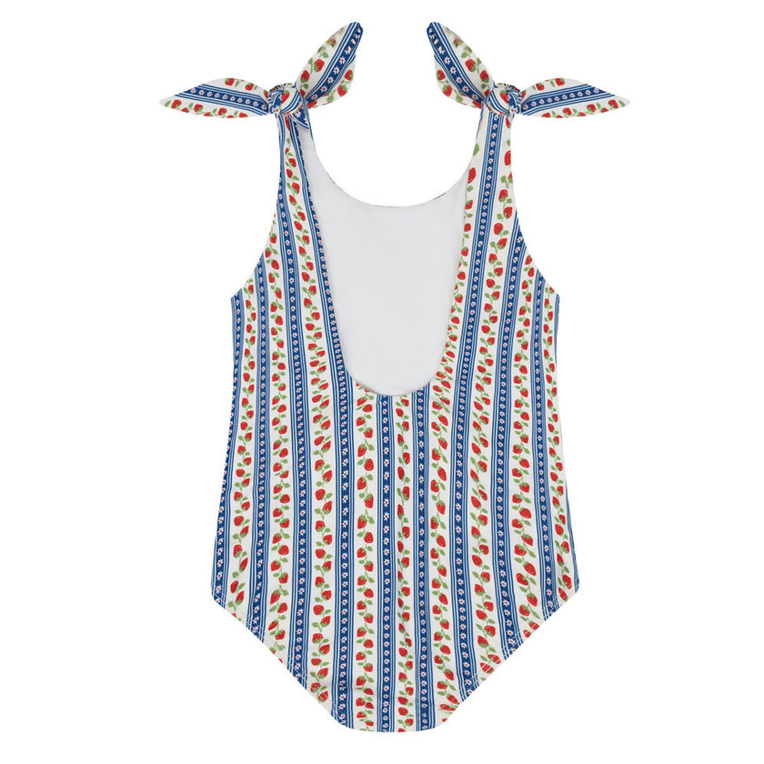 girls strawberry patch tie knot one piece