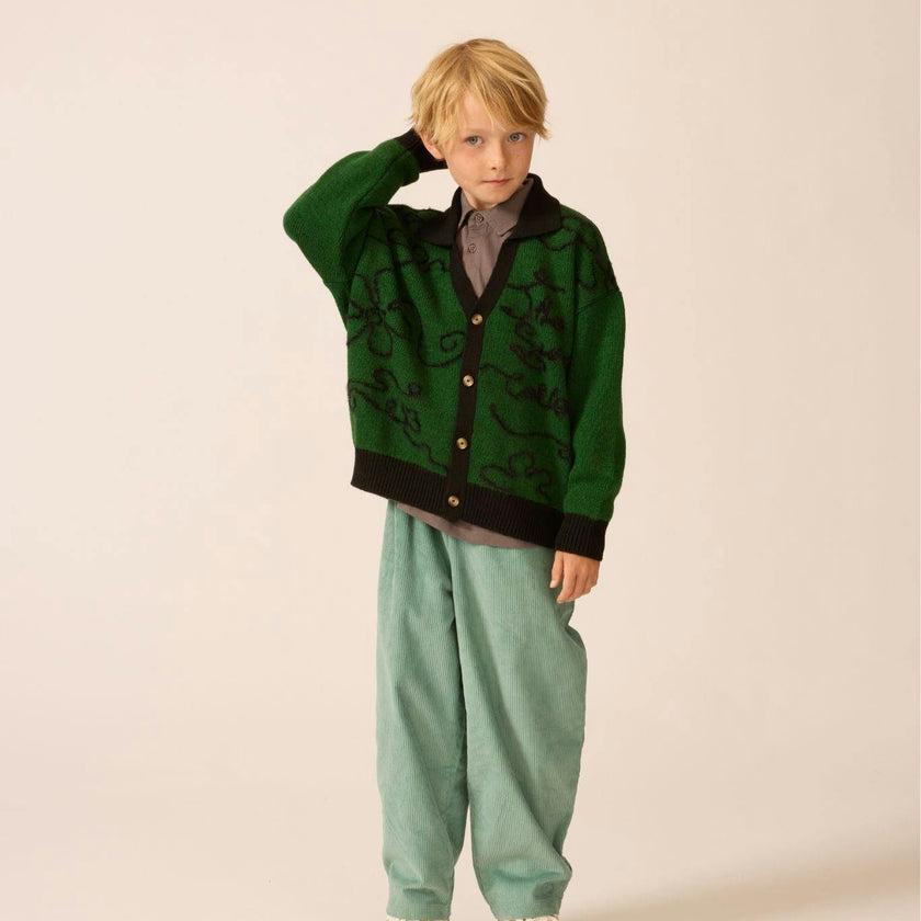 Collared Classroom Cardigan with Intarsia
