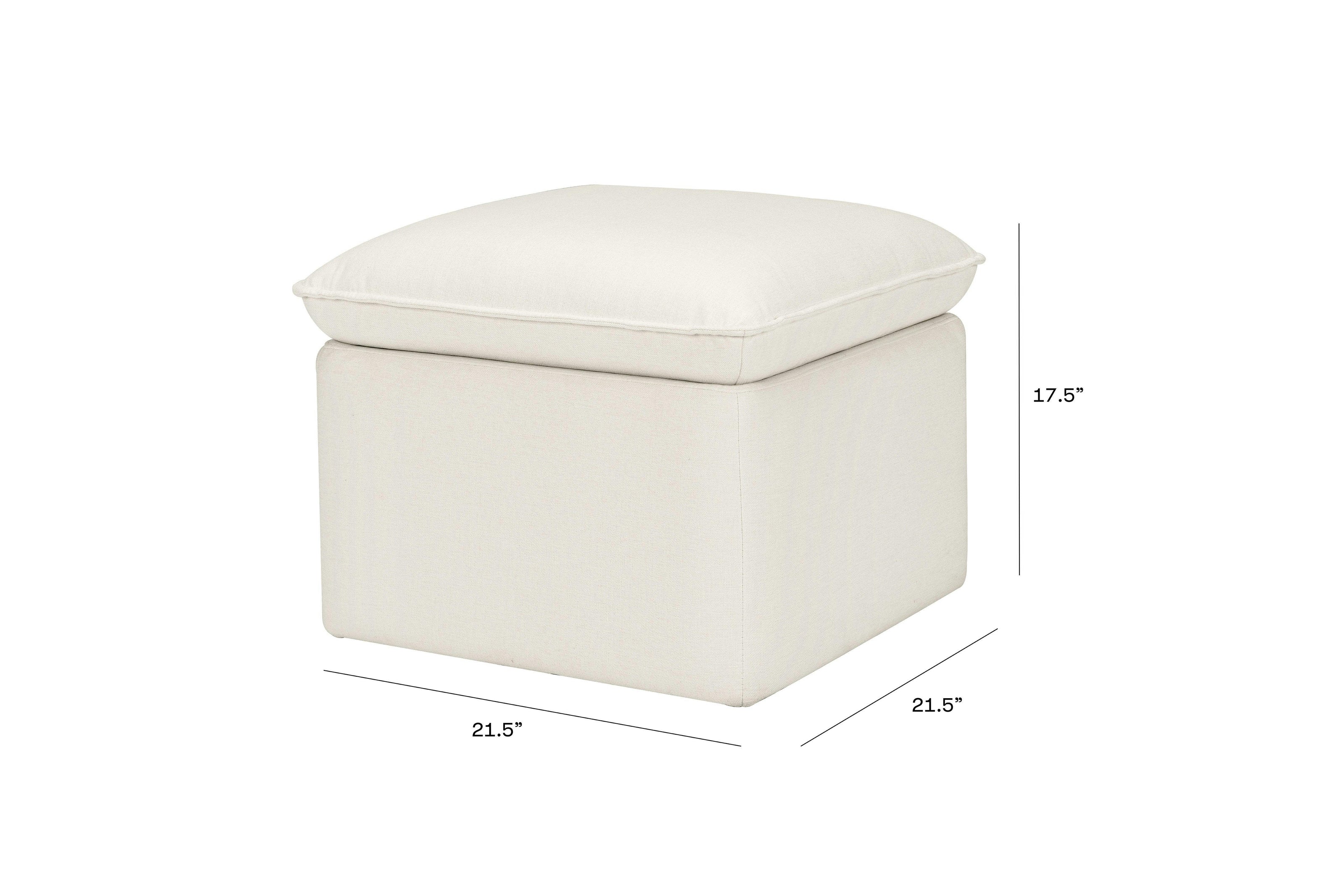 Babyletto Cali Storage Ottoman in Eco-Performance Fabric with USB port | Water Repellent & Stain Resistant