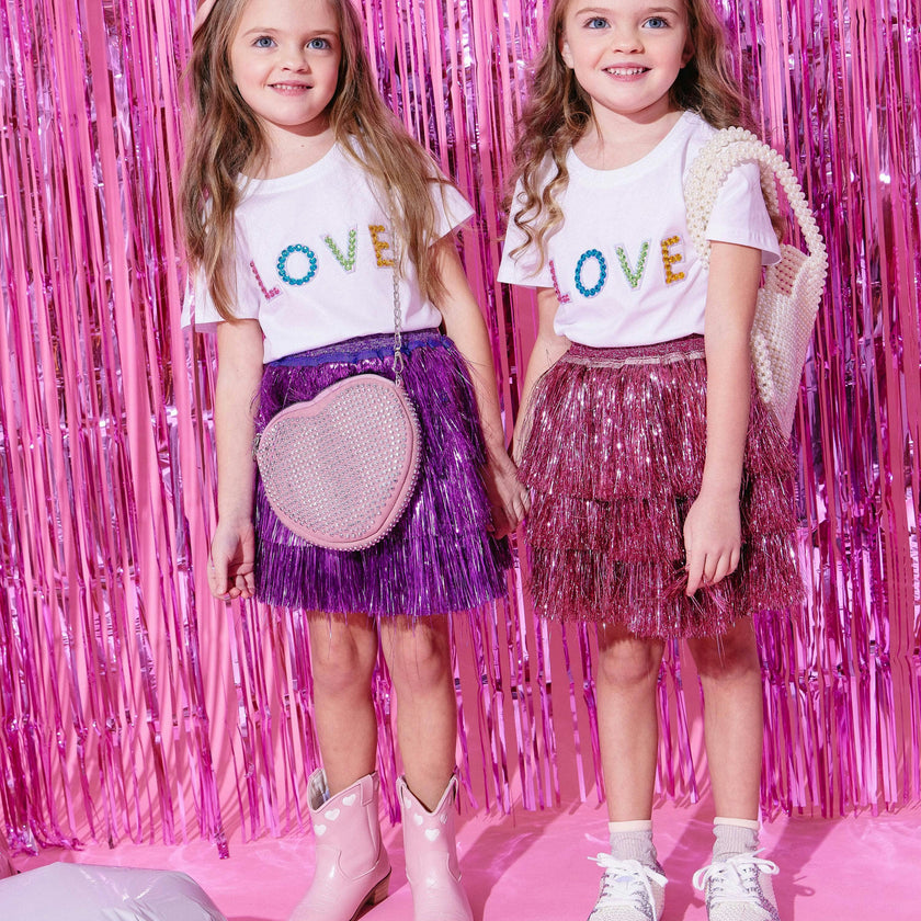 Hot Pink Shimmer Tinsel Party Skirt