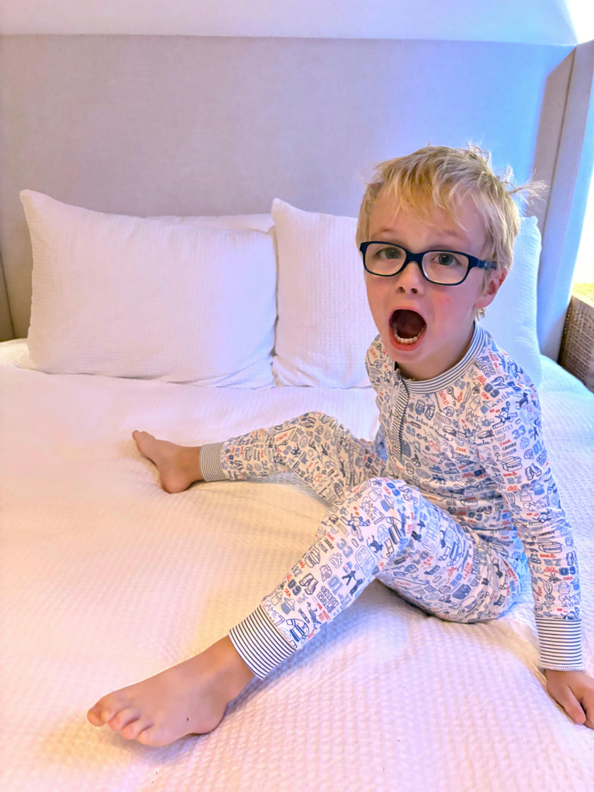 Hockey Two Piece Kids Henley Pajamas