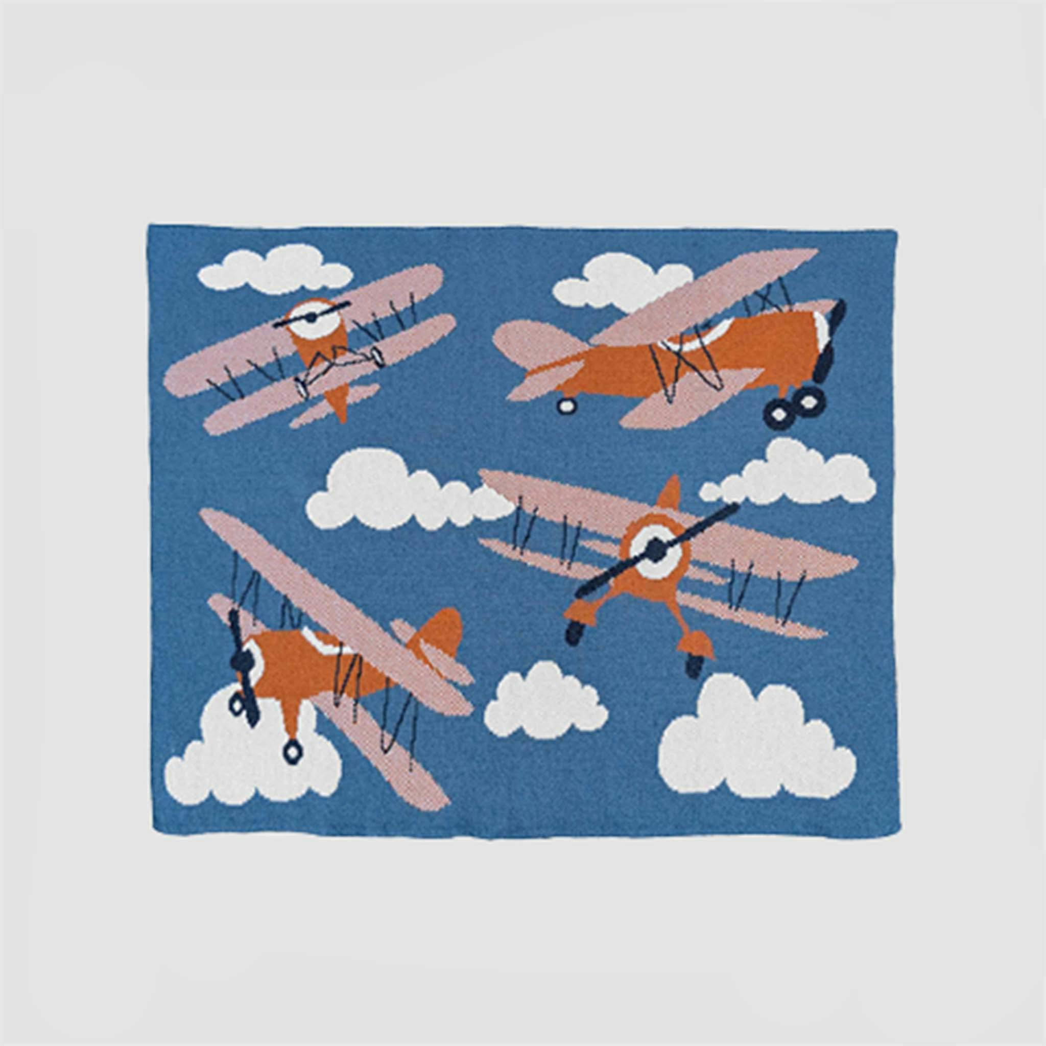 Baby Cotton Knit Blanket - Planes