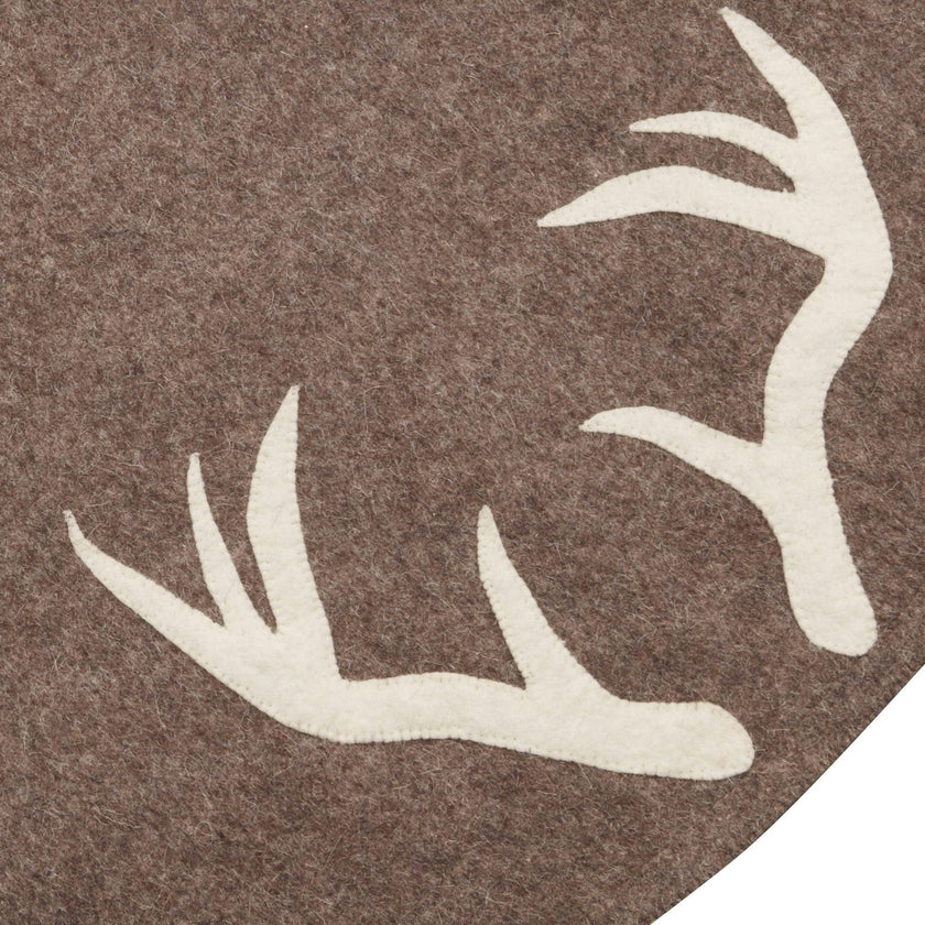 Handmade Felt Antlers Gray Christmas Tree Skirt 60" / 72" Arcadia Home