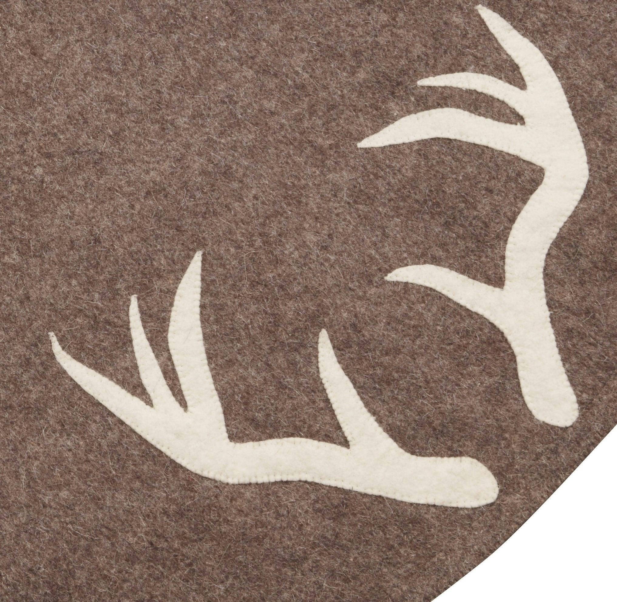 Handmade Felt Antlers Gray Christmas Tree Skirt 60