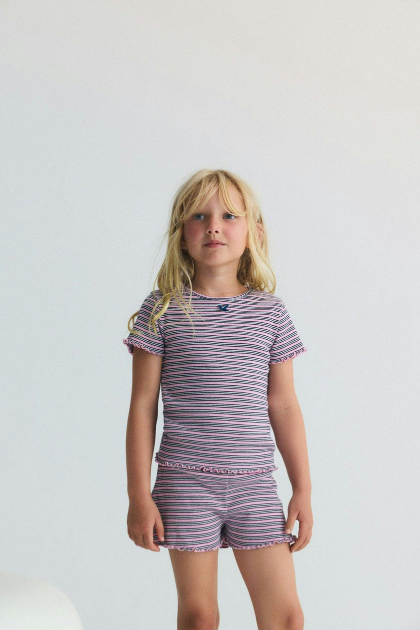 TNS Rib Short Pink Lavander Mini Stripes