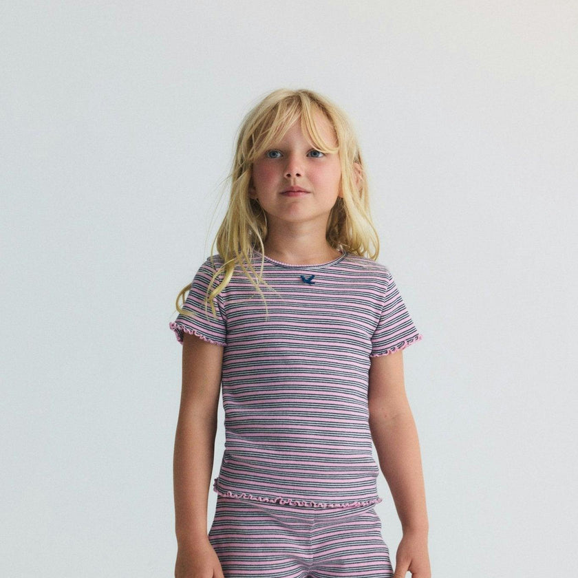 TNS Rib Tee Pink Lavander Mini Stripes