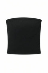 Alexa Black Cotton Spandex Longer Tube Top