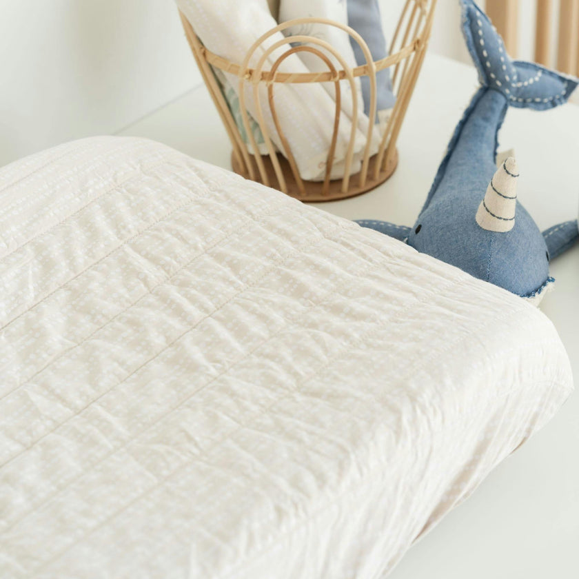 Cove Neutral Dot Cotton Quilted Change Pad Cover