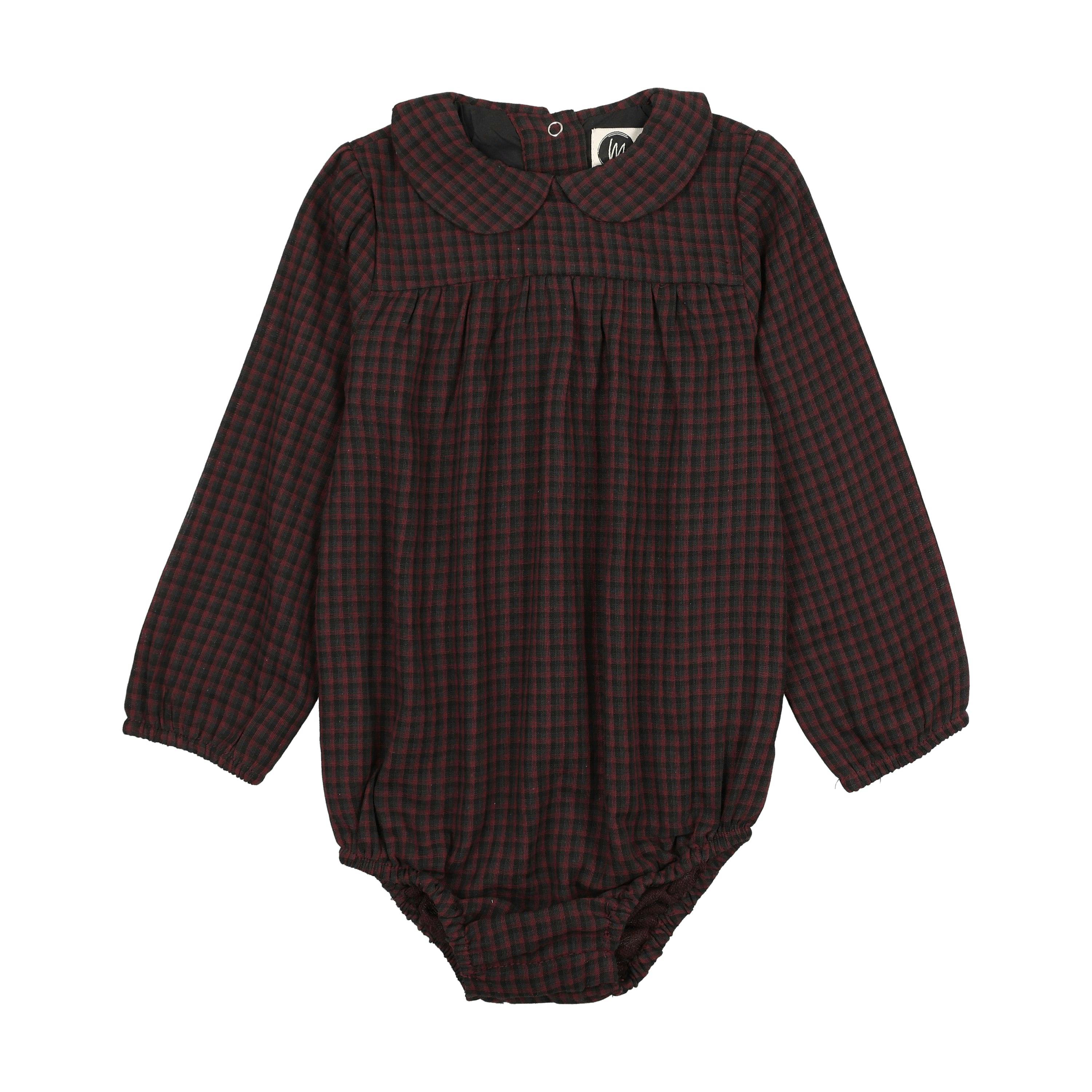 Plaid Collar Girls Romper