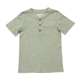 Boys Short Sleeve Henley Shirt in Desert Sage