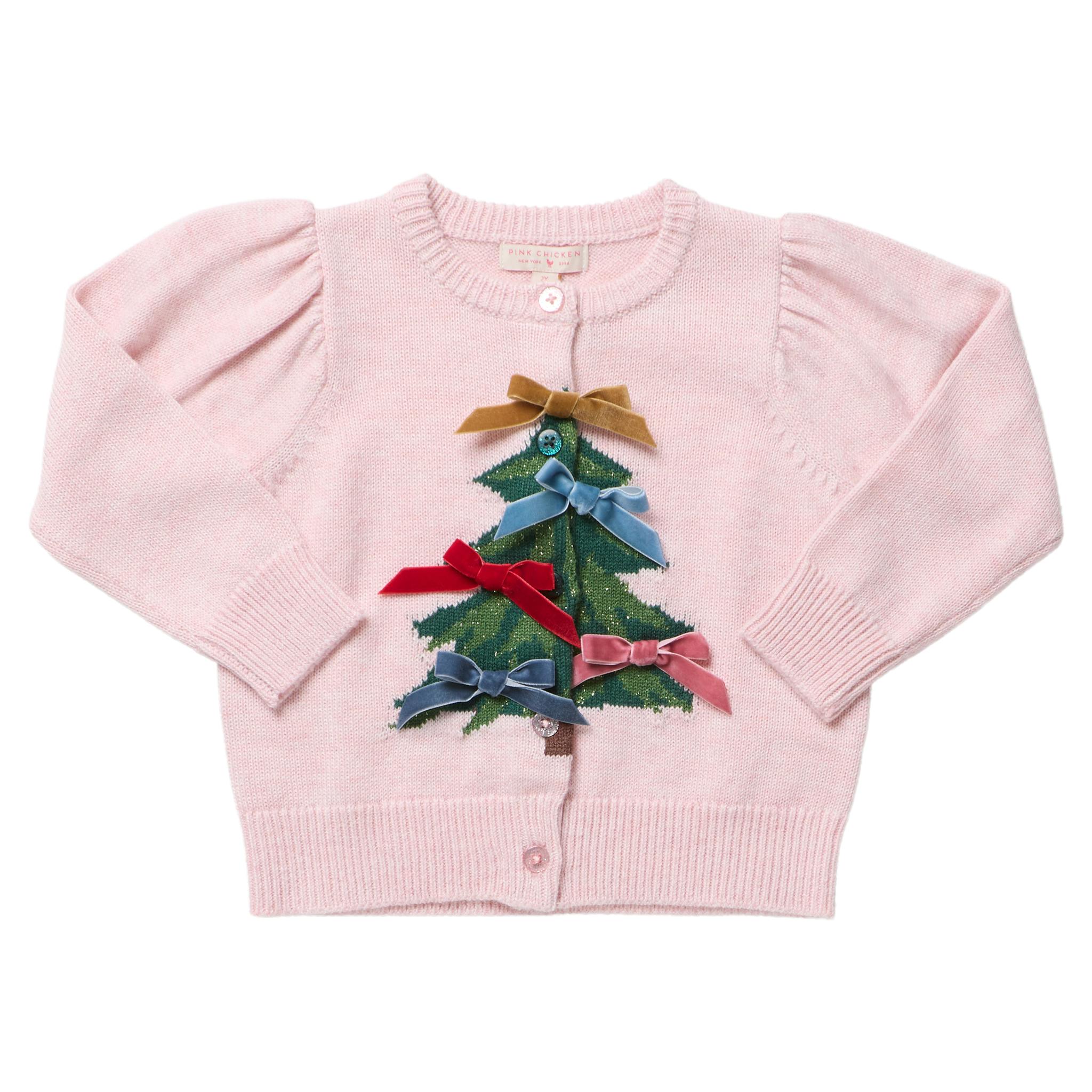 Girls Constance Sweater - Tree Bows