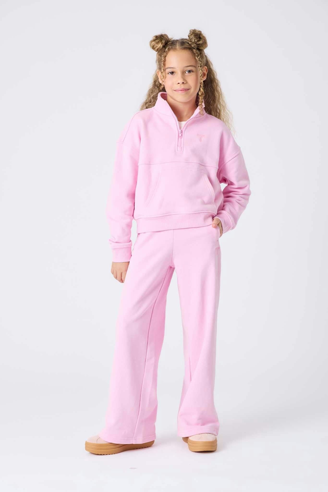 Girls Wide Leg Sweatpant in Candy Pink