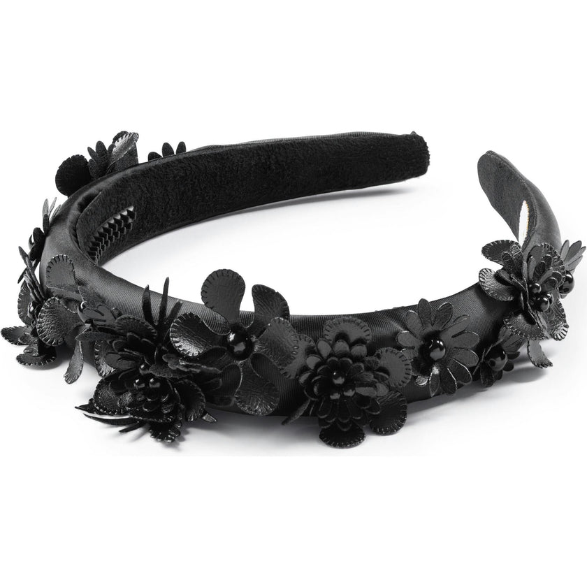 Dalia Pearl Flower Embellished Satin Headband