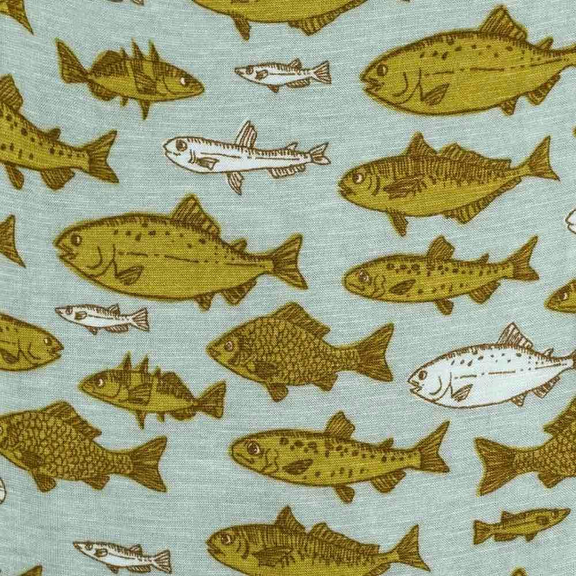 Blue Fish Bamboo Muslin Fitted Crib Sheet